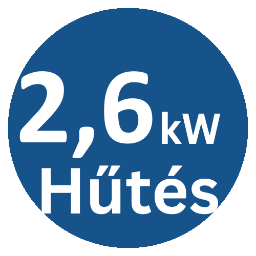 2.6 kW hűtési teljesítmény