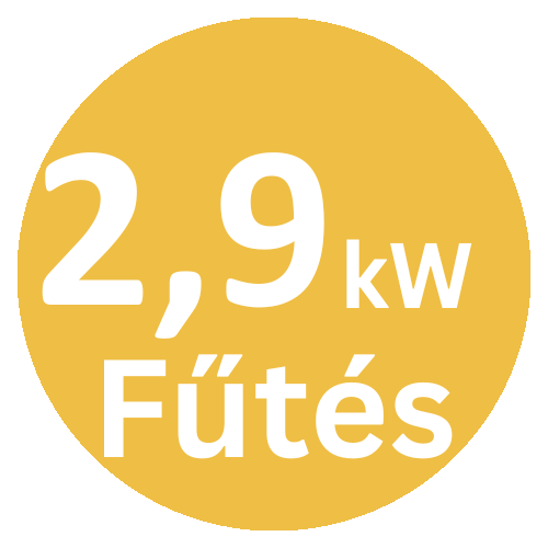 2.9 kW fűtési teljesítmény